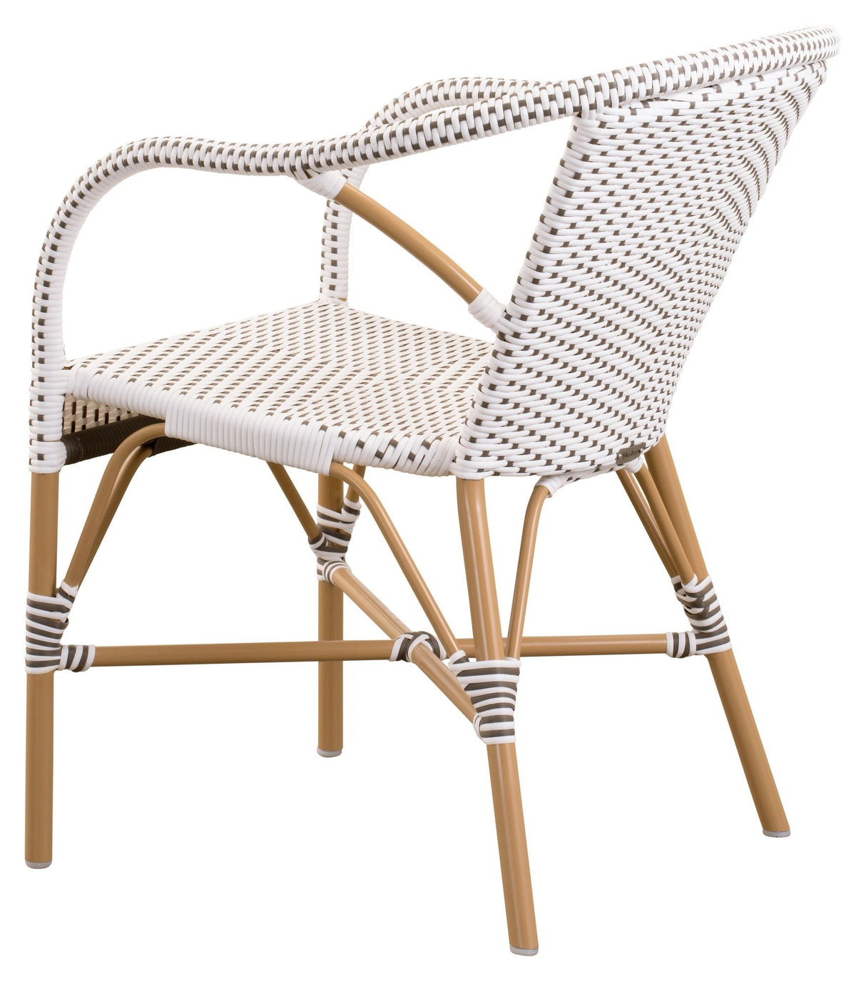 Madeleine Exterior Garden Chair, White w/capucchino dot