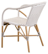 Madeleine Exterior Garden Chair, White w/capucchino dot