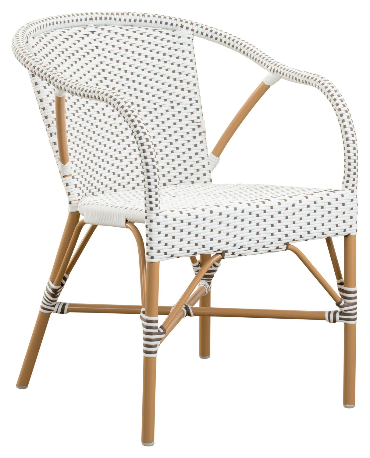 Madeleine Exterior Garden Chair, White w/capucchino dot