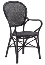 Rossini Dining chair with armrests, Black