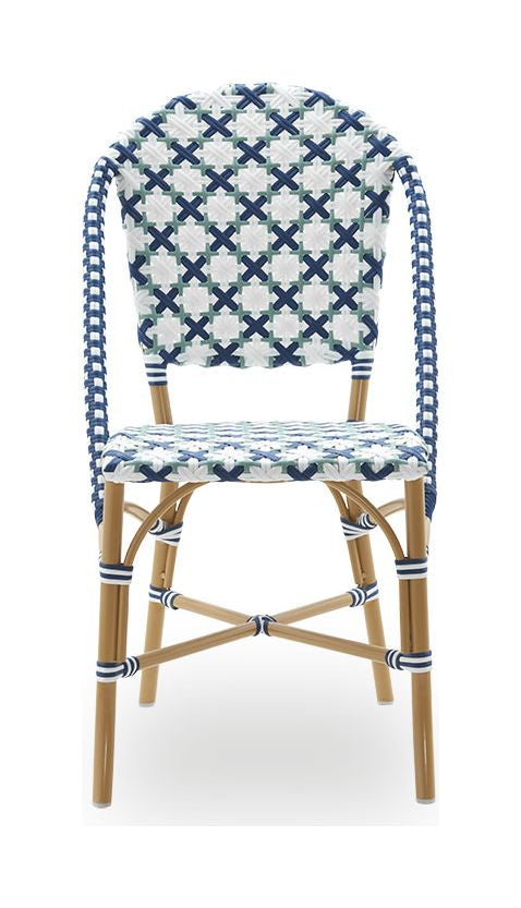 Sofie Café Chair, White w/sage green weave