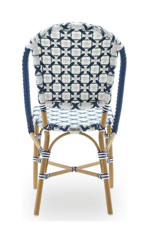 Sofie Café Chair, White w/sage green weave