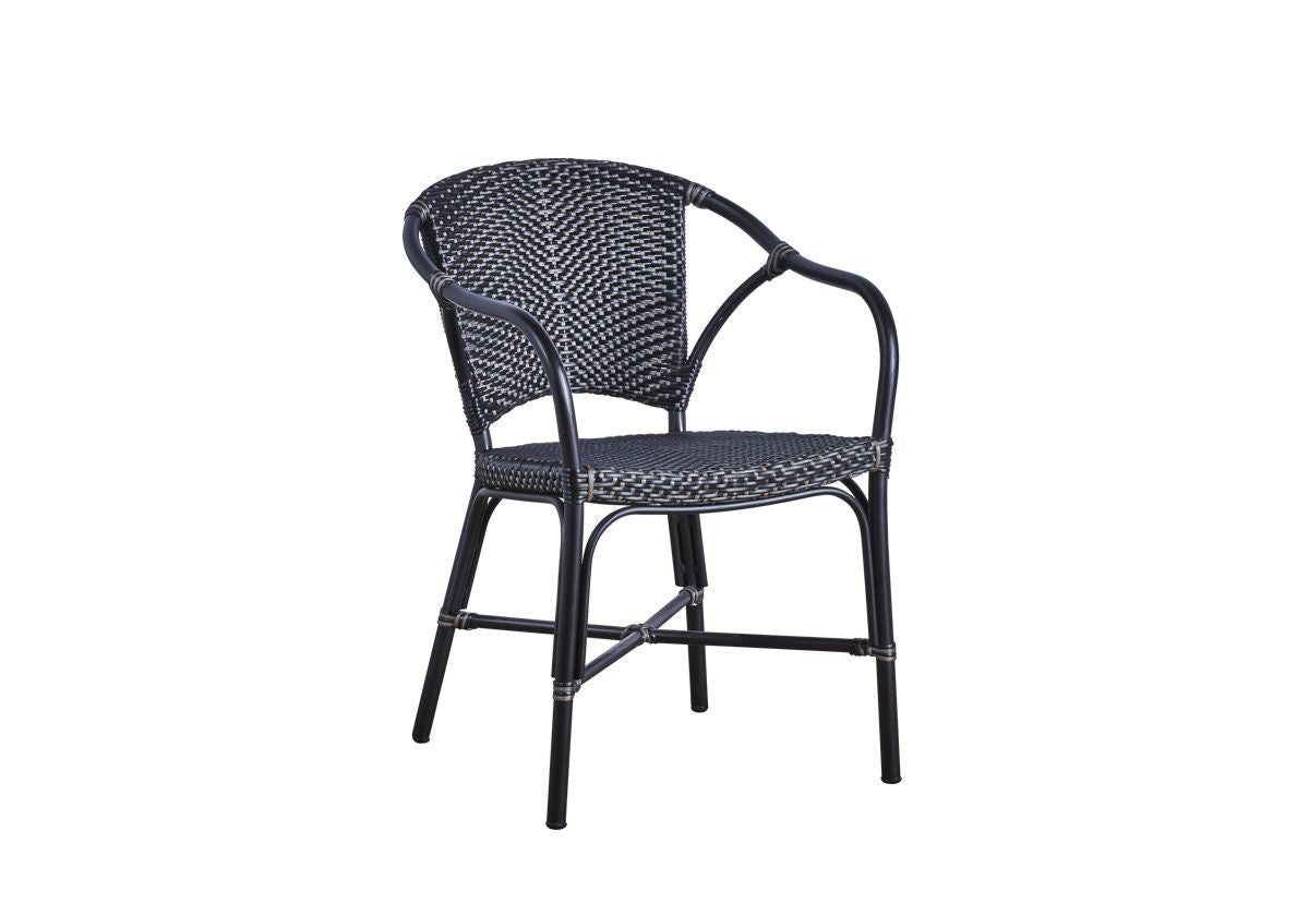 Valerie Exterior Garden Chair with armrests, Black