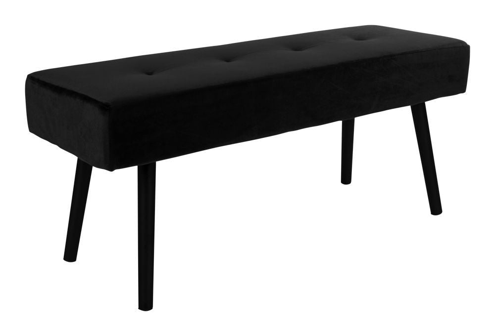 Skiby Bench in black velvet with black legs