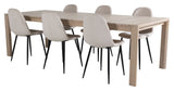 Sleek Dining table w. Extension with 6 Polar Chairs, Beige Velour