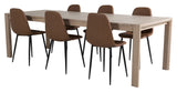 Sleek Dining table w. Extension with 6 Polar chairs, Brown