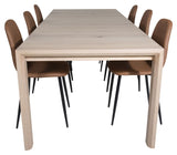 Sleek Dining table w. Extension with 6 Polar chairs, Brown