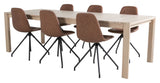 Sleek Dining table w. Extension with 6 Polar Chairs w. spin, Brown PU