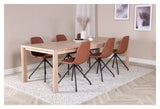 Sleek Dining table w. Extension with 6 Polar Chairs w. spin, Brown PU