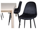 Sleek Dining table w. Extension with 6 Polar Chairs, Black Velvet