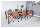 Slider Dining table w. extension, Smoked oak with 6 Polar chairs w. spin, Brown PU