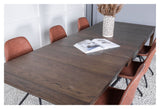 Slider Dining table w. extension, Smoked oak with 6 Polar chairs w. spin, Brown PU