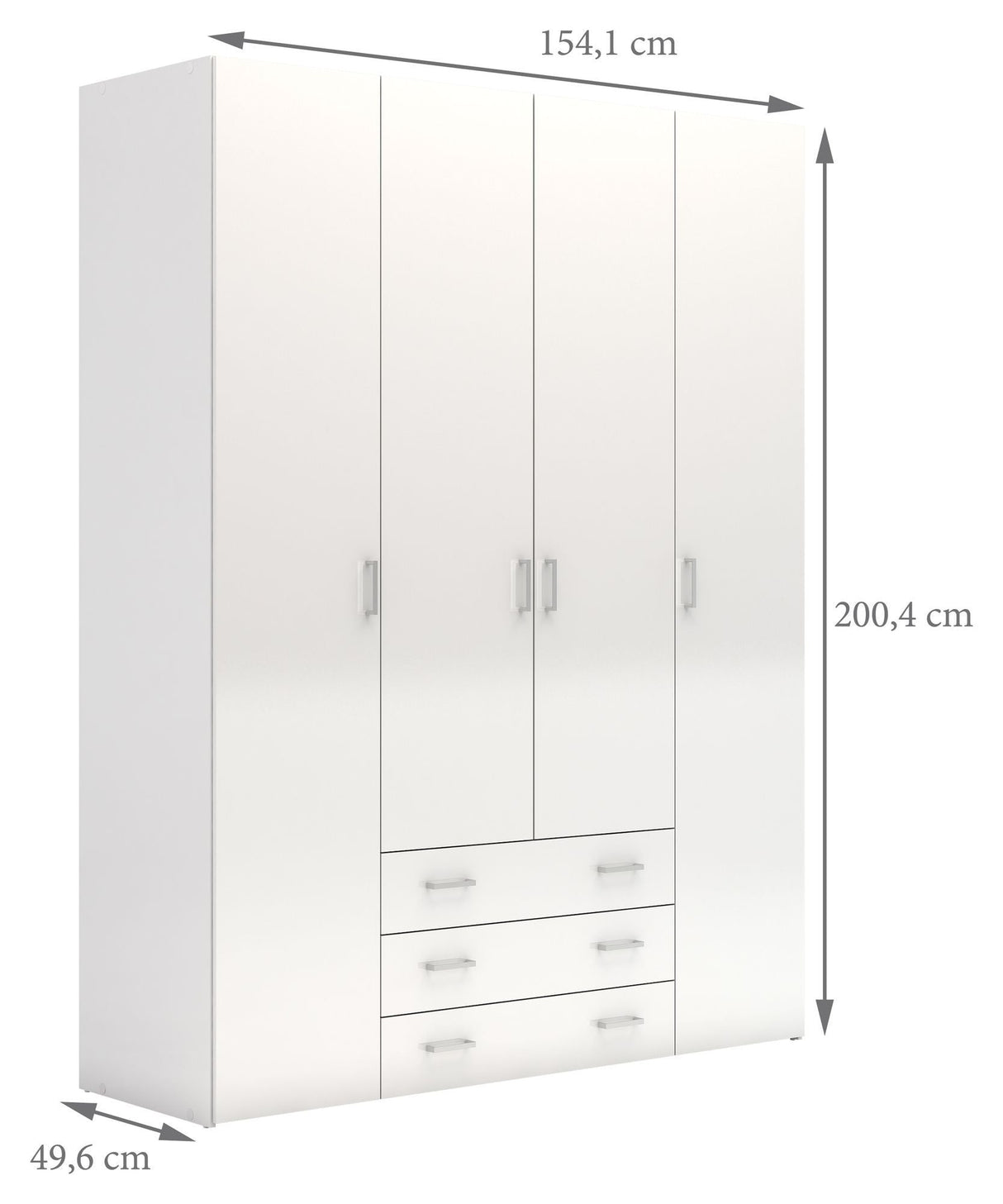 Space Wardrobe - White high gloss w/4 doors