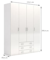 Space Wardrobe - White high gloss w/4 doors