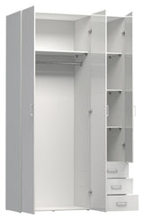 Space Wardrobe - White high gloss w/drawers