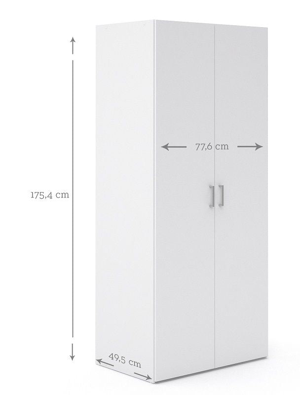 Space Wardrobe - White w/2 doors