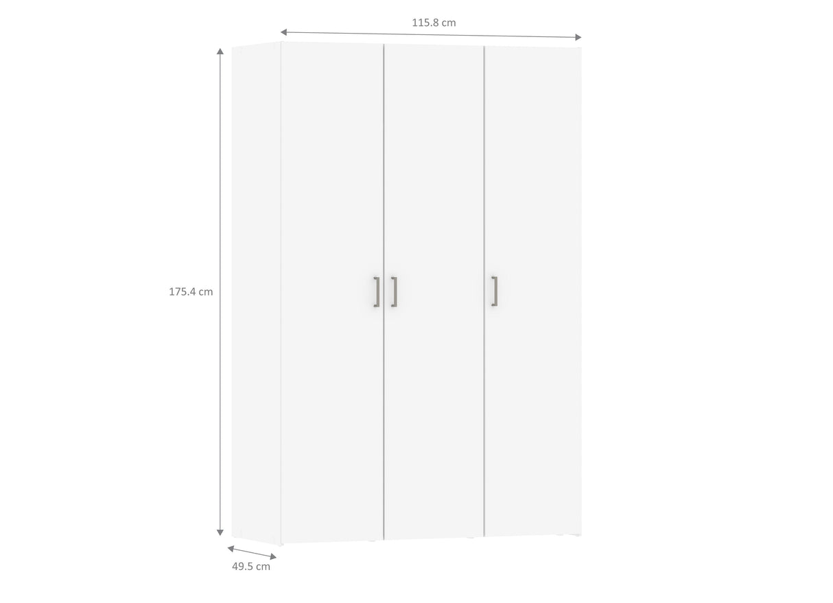 Space Wardrobe - White w/3 doors