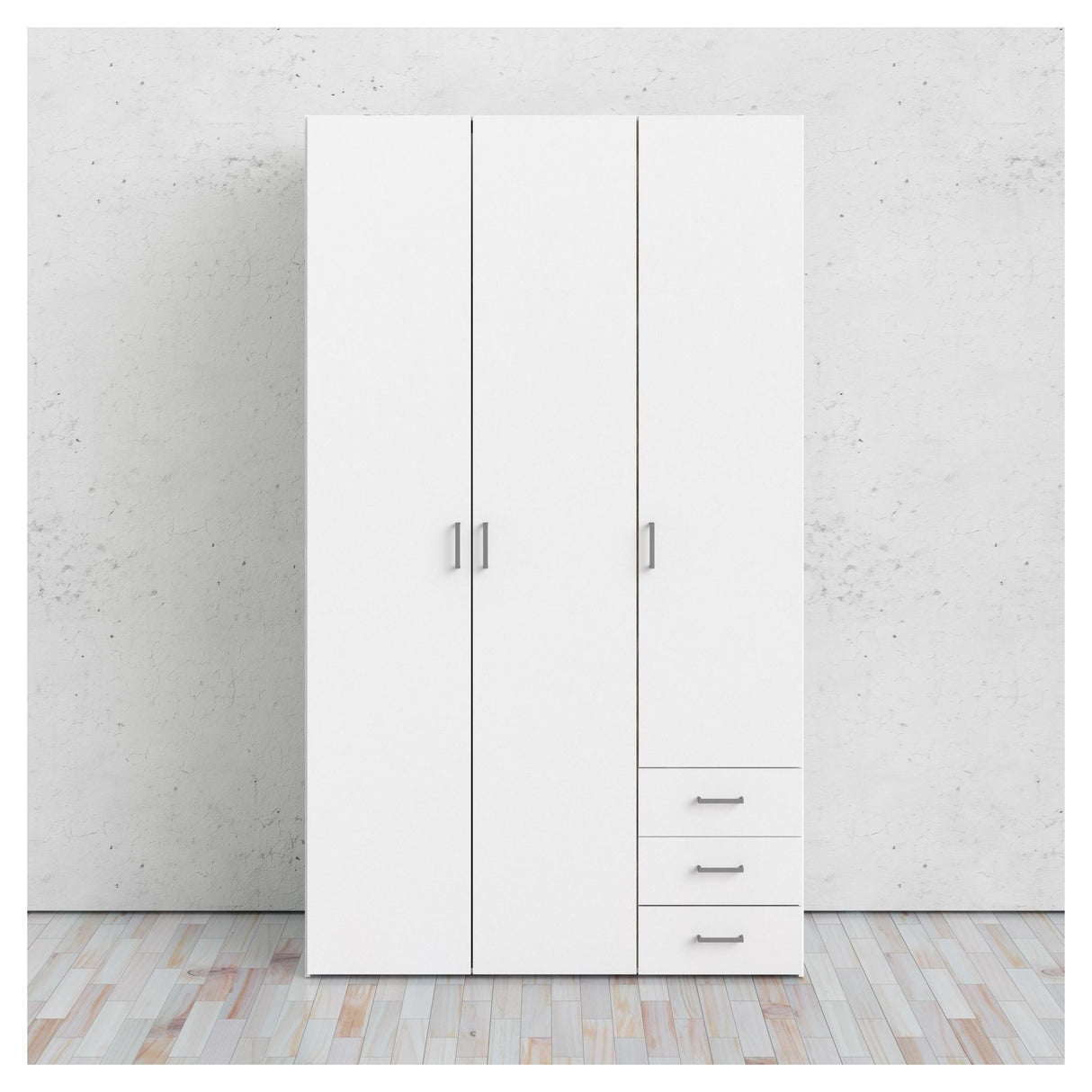 Space Wardrobe - White w/drawers