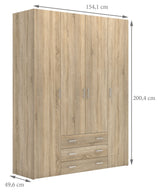 Space Wardrobe - Light wood w/4 doors