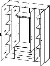 Space Wardrobe - Light wood w/4 doors