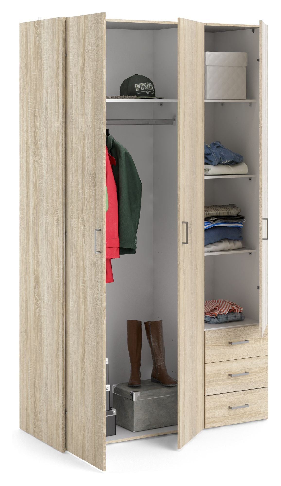 Space Wardrobe - Light wood w/drawers