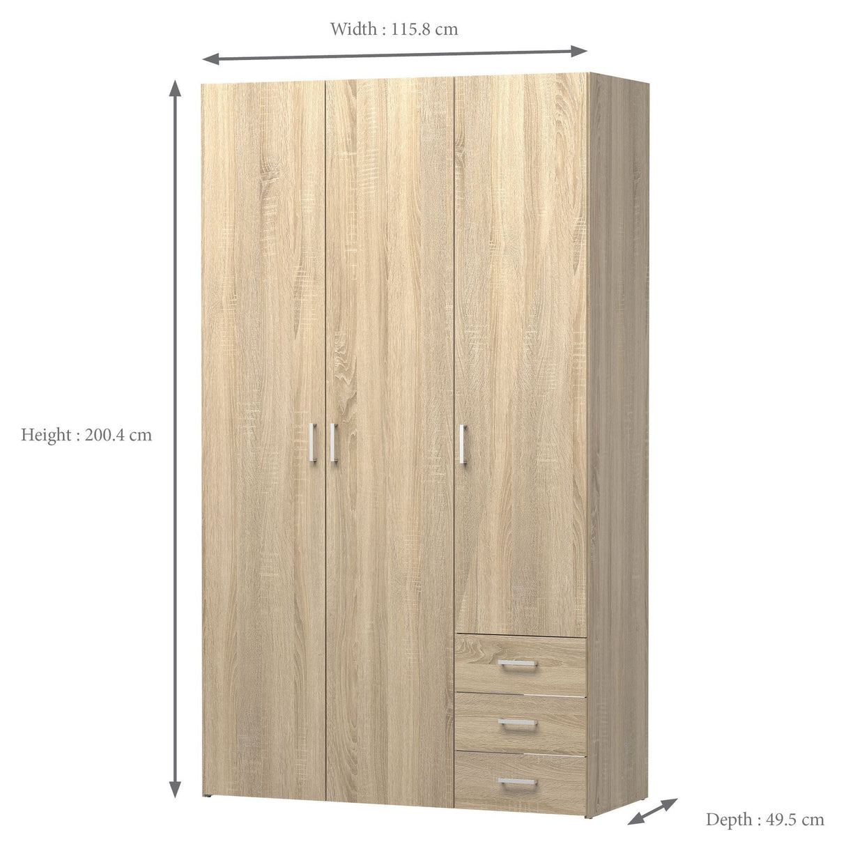 Space Wardrobe - Light wood w/drawers