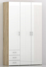 Space Wardrobe - Light wood/High gloss w/drawers