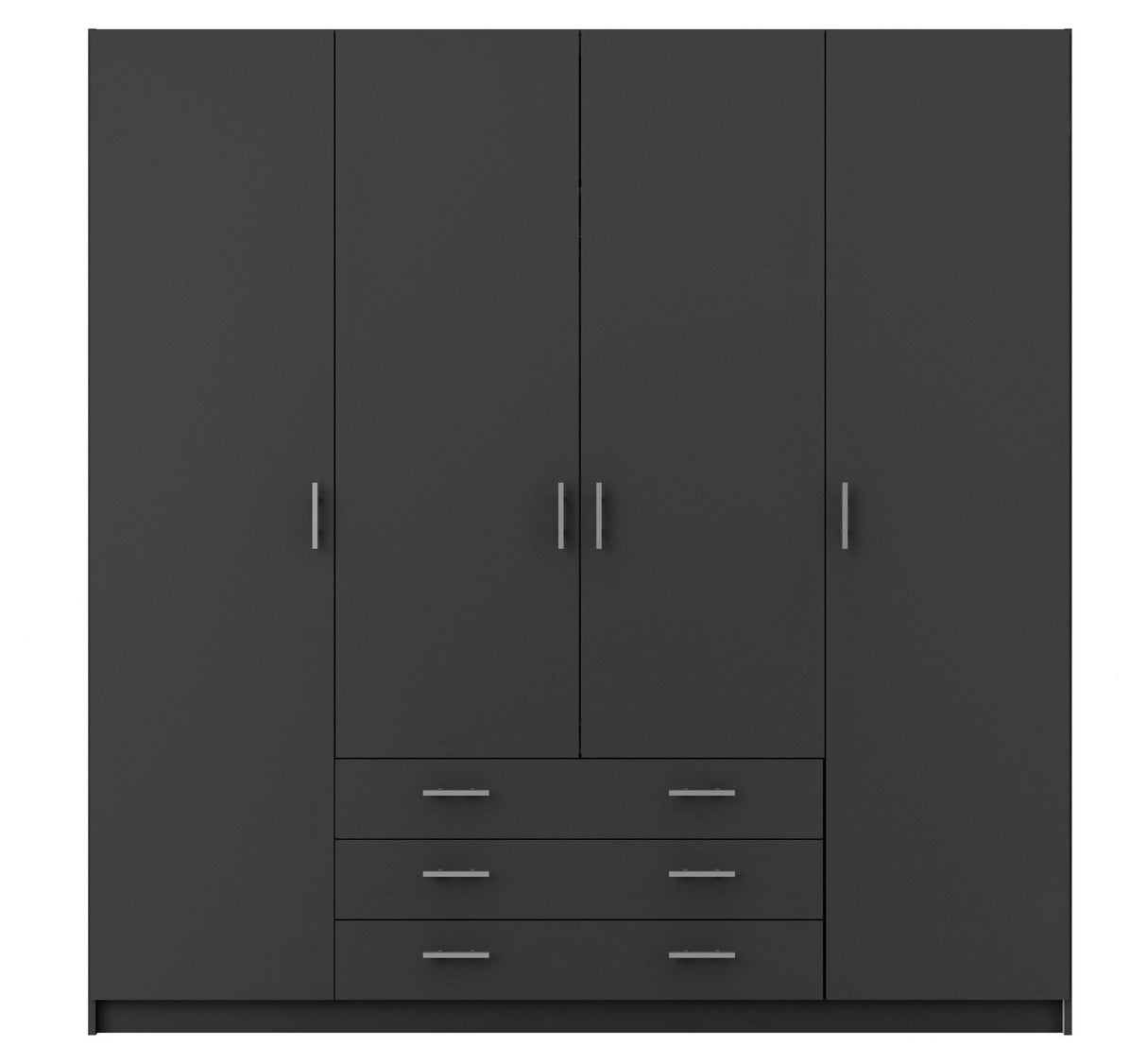 Sprint Wardrobe 4 doors and 3 drawers - Gray