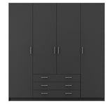 Sprint Wardrobe 4 doors and 3 drawers - Gray