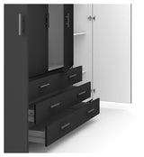 Sprint Wardrobe 4 doors and 3 drawers - Gray