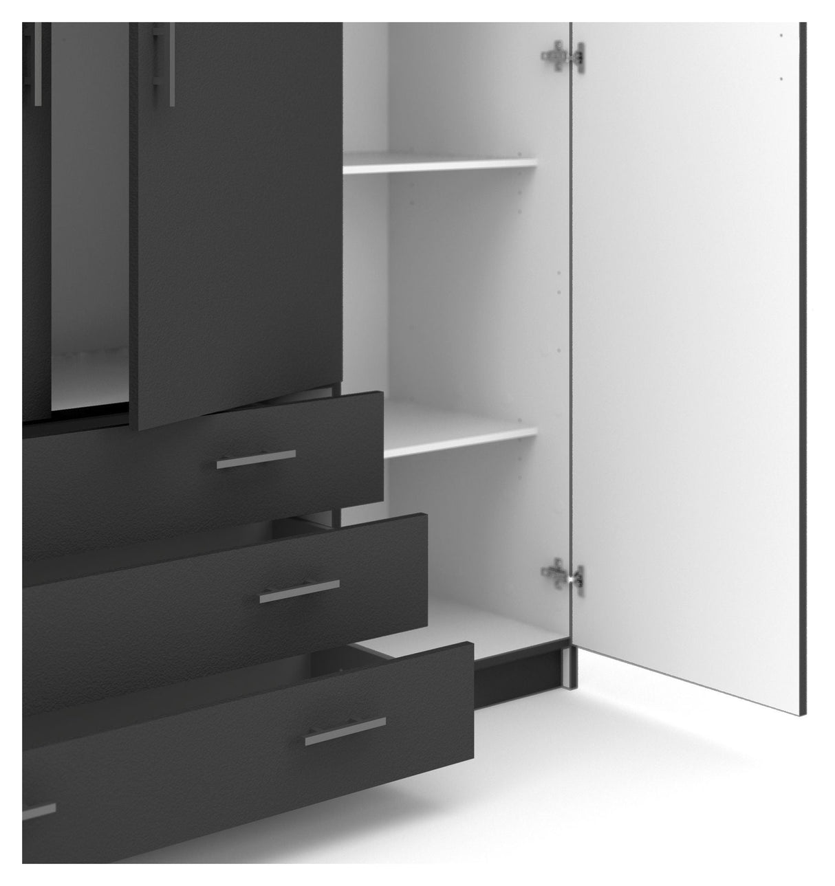 Sprint Wardrobe 4 doors and 3 drawers - Gray