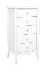 Baroque Chest narrow with 5 drawers, White