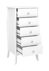 Baroque Chest narrow with 5 drawers, White