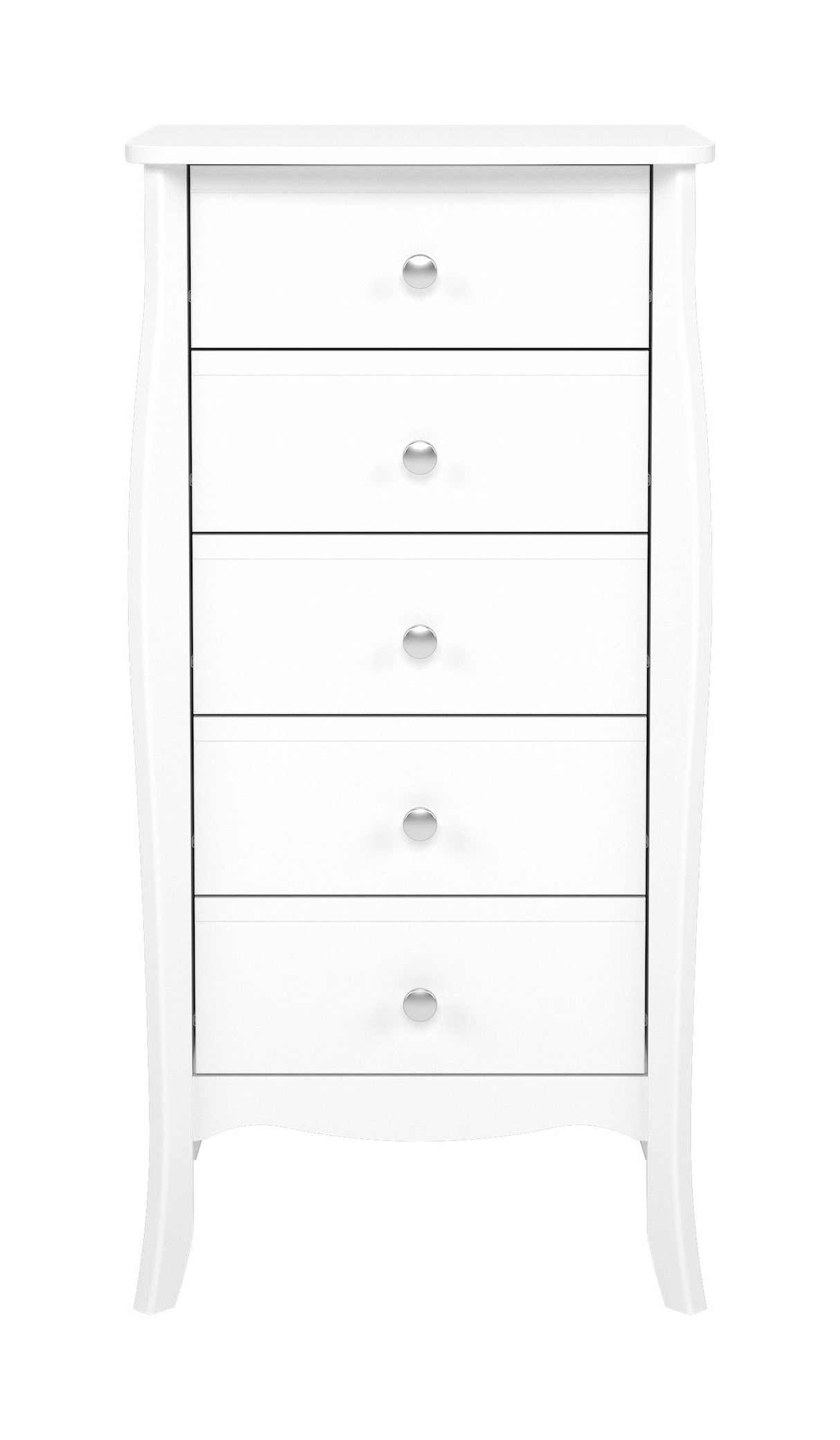 Baroque Chest narrow with 5 drawers, White