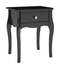 Baroque nightstand with 1 drawer, Black, Black