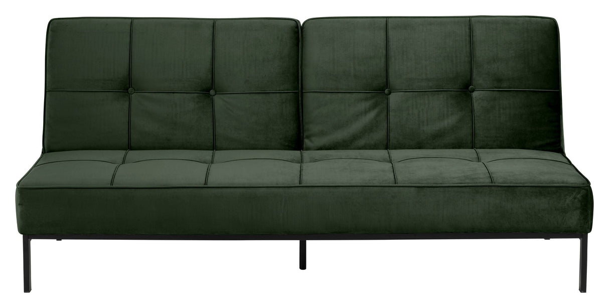 Sweem Sofa bed, Forest green velvet/Black metal