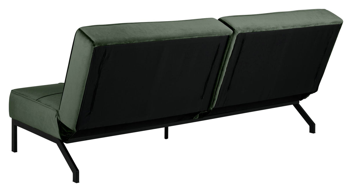 Sweem Sofa bed, Forest green velvet/Black metal