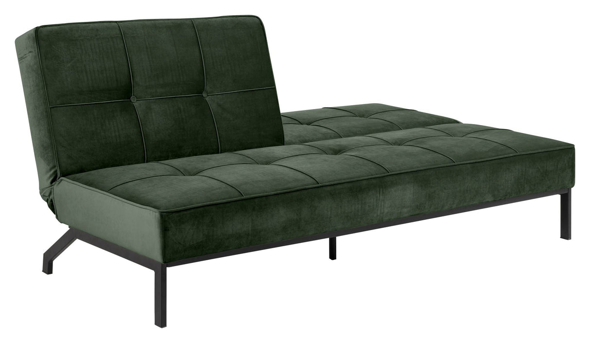 Sweem Sofa bed, Forest green velvet/Black metal