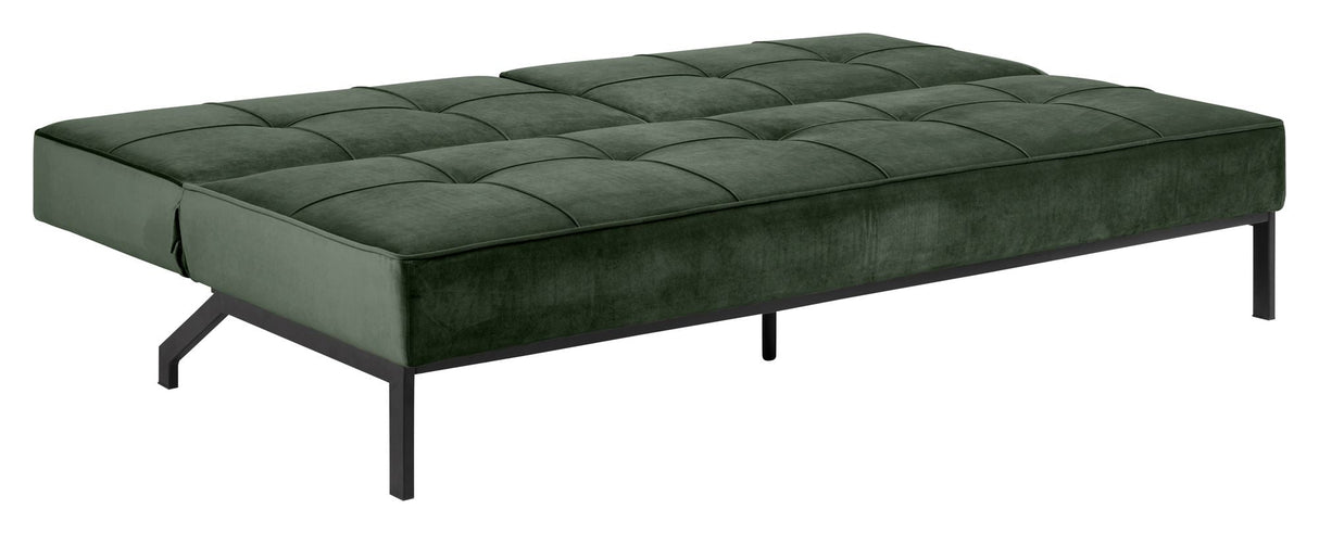 Sweem Sofa bed, Forest green velvet/Black metal