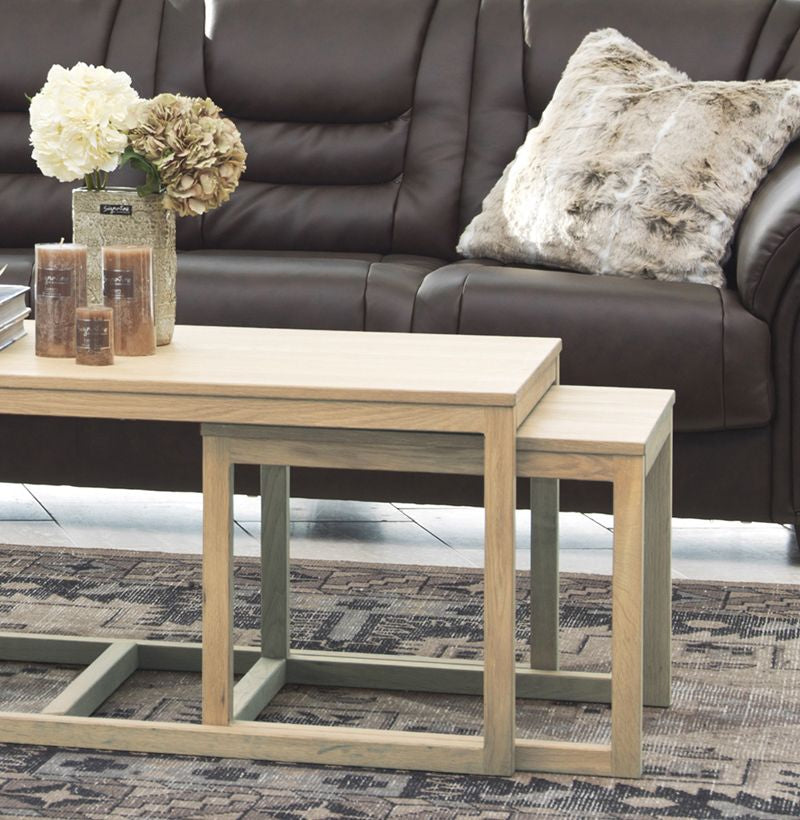 Tau Coffee Table Set 120x60, White Pigmented