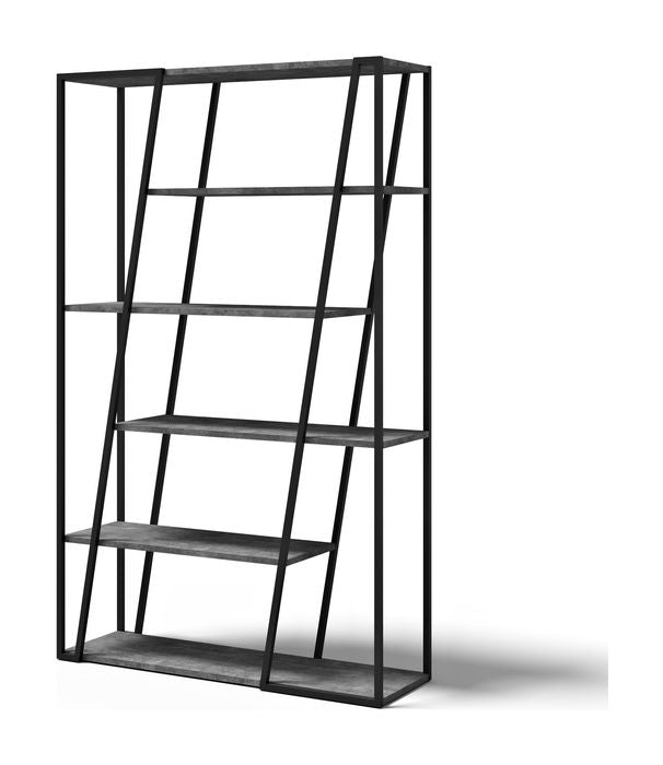 Albi Bookshelf, Concrete/Black Metal, 120x38x197