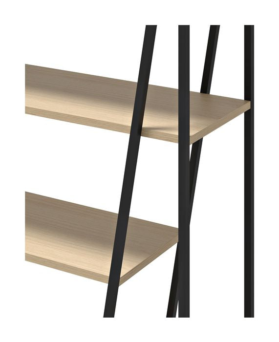 Albi Bookshelf, Light Oak/Black Metal, 120x38x197