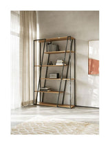 Albi Bookshelf, Light Oak/Black Metal, 120x38x197