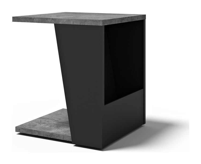 Albi Side Table, Concrete/Black, 40x40x46