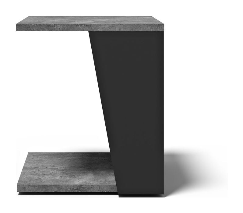 Albi Side Table, Concrete/Black, 40x40x46