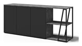 Albi Sideboard, Concrete/Black Metal, 190x45x81