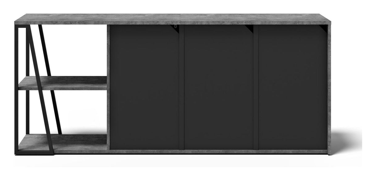 Albi Sideboard, Concrete/Black Metal, 190x45x81