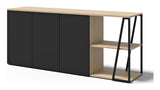 Albi Sideboard, Light Oak/Black Metal, 190x45x81