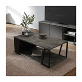 Albi Coffee Table, Concrete/Black Metal, 100x55x36