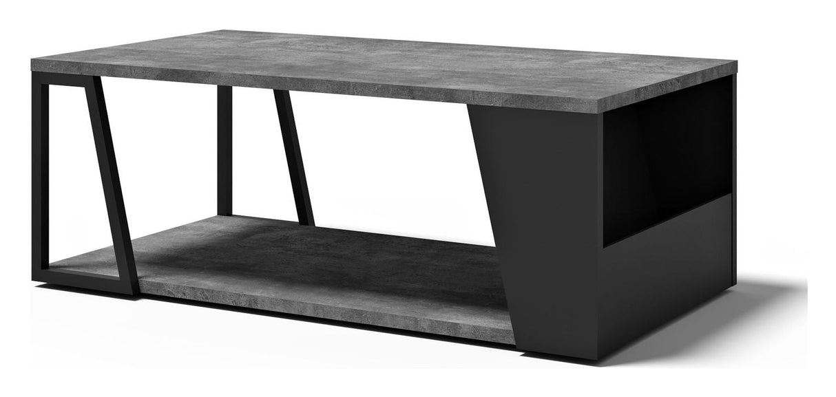 Albi Coffee Table, Concrete/Black Metal, 100x55x36